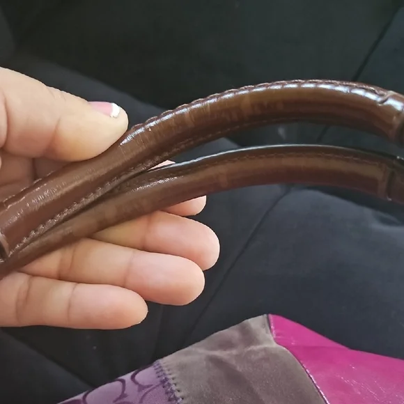 Coach Patchwork Tote in Purple and Brown - Picture 6 of 7